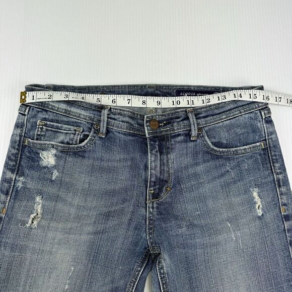 Vigoss Jeans Size 9 Cropped Denim Rolled Cuff Distressed Pockets - Picture 9 of 11